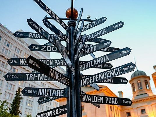Pioneer Courthouse Square - Milepost Sign