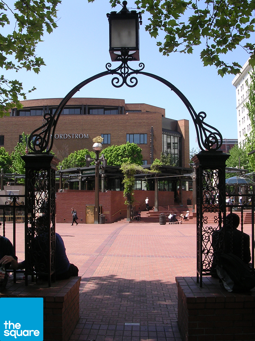 Portland Hotel Gate - Located where it once stood at the original Portland Hotel entry, the exquisite gate is directly across from Pioneer Courthouse. The wrought iron gate and fence are believed to have been designed by McKim, Mead and White, architects of the Portland Hotel. During the hotel's history only one president, Warren Harding, did not pass beneath this lovely feature.